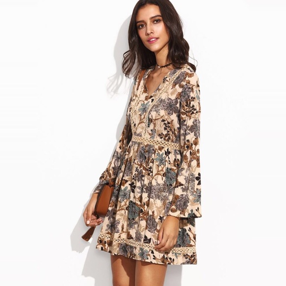 Open Crochet Floral Babydoll Dress - Picture 8 of 8